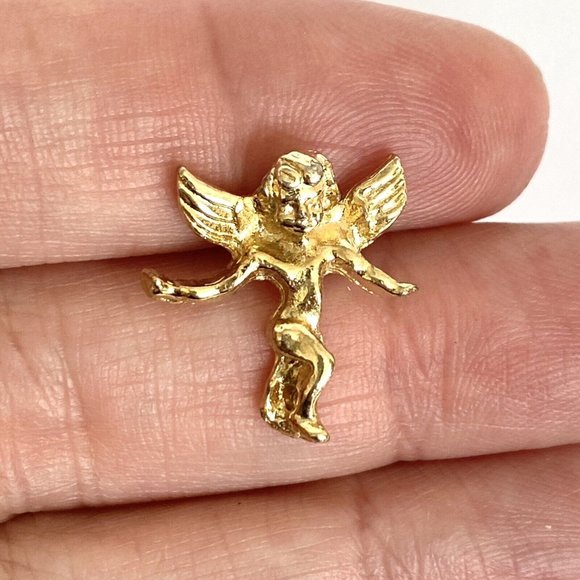 Guardian Angel Gold Tone Scatter Pin Lapel Hat Lanyard 0.75in Tall - Picture 2 of 5